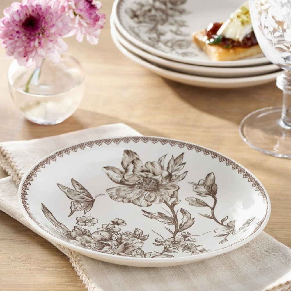 ❤️ New 2025 The Pioneer Woman Agatha  Brown and White Floral Appetizer P…